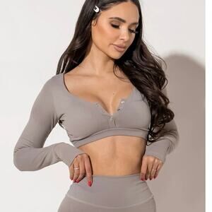 Agent84 Kona Long Sleeve Henley Crop Buttersoft in Clay Sz. S/M